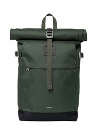 Sac à dos 23l en matière recyclée | vert "icon rolltop backpack m - dawn green with dark brown leather"