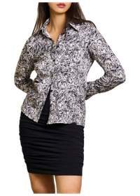 Chemise en cupro et ecovero | imprimé noir et blanc "celia blouse nervous print black"