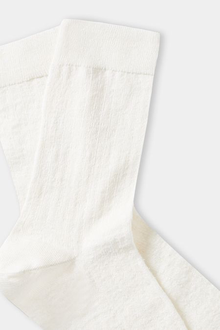 Chaussettes en lin et coton bio | blanc "linen socks white" - About Companions