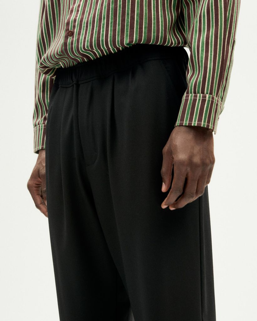 Pantalon droit en laine | noir "black damien pants" - Thinking Mu