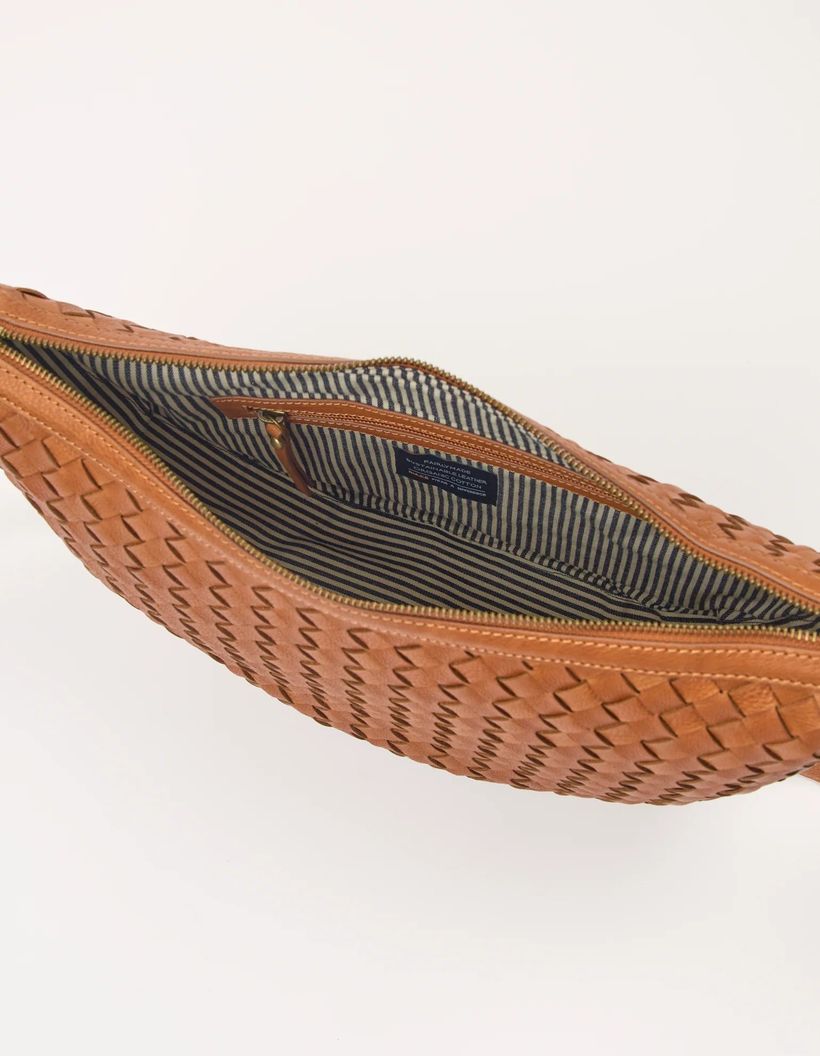 Sac à bandoulière en cuir certifié | camel "leo wild oak woven leather" - O My Bag