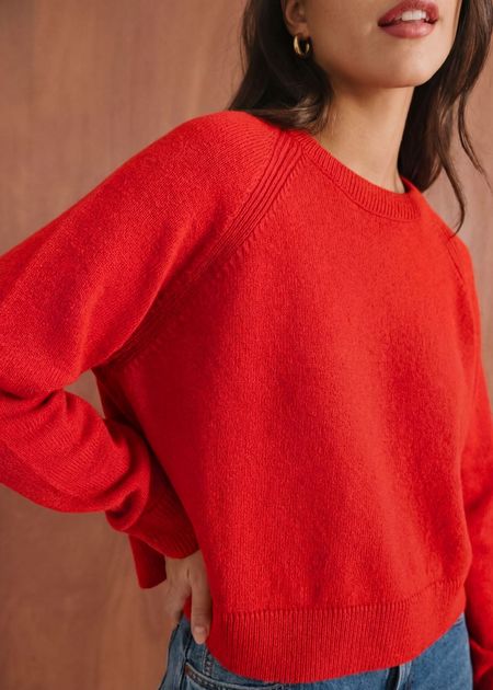Pull boxy en laine mérinos recyclée | rouge - WeDressFair Essentiels