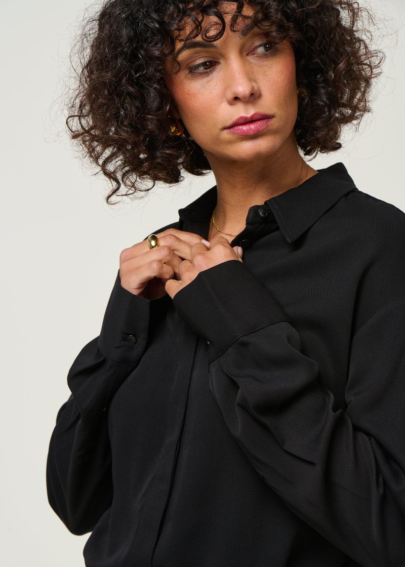Blouse en viscose ecovero | noir "larisaana longsleeve - black" - Armedangels