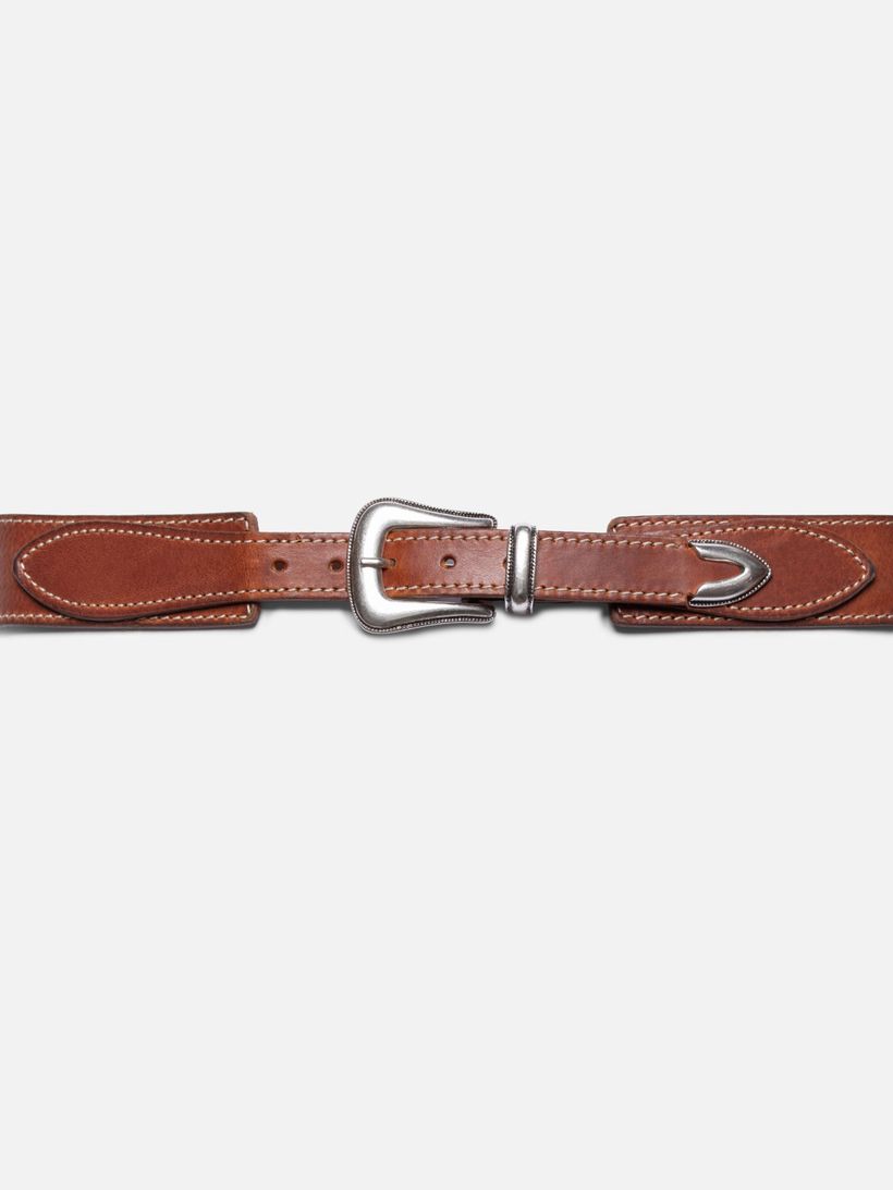 Ceinture en cuir tannage végétal | camel "western ranch belt - toffee brown" - Nudie Jeans