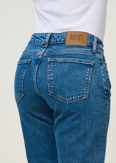 Jean droit en coton bio et recyclé | bleu "carry mid straight - stone vintage" - Mud Jeans