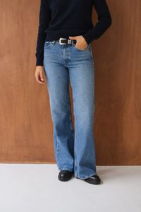 Jean évasé en coton recyclé | bleu "jane - rechange mid worn"