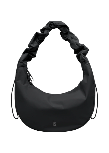 Sac bandoulière en matière recyclée | noir "moon bag ruffle black" - Got Bag