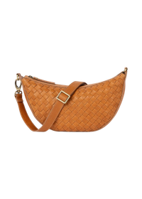 Sac à bandoulière en cuir certifié | camel "leo wild oak woven leather"