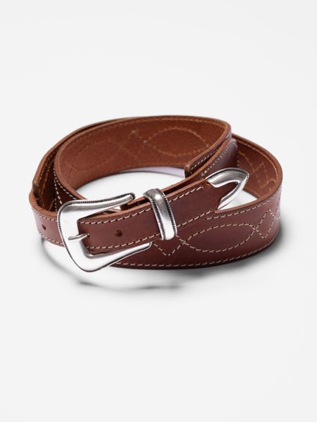 Ceinture en cuir tannage végétal | camel "western ranch belt - toffee brown" - Nudie Jeans