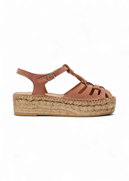 Espadrilles compensées en cuir certifié | marron "bemol brown" - Naguisa