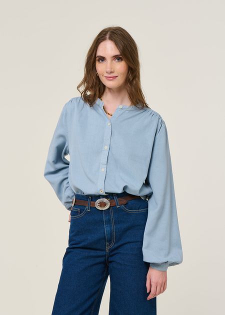Blouse en tencel | bleu clair "evi tencel blouse - cloud blue" - Kuyichi