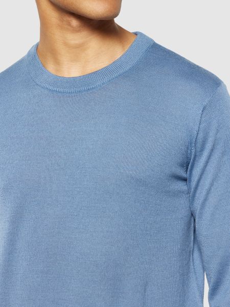 Pull léger en laine mérinos certifiée | bleu clair "karl regular merino knit crew neck moonlight blue" - Knowledge Cotton Apparel