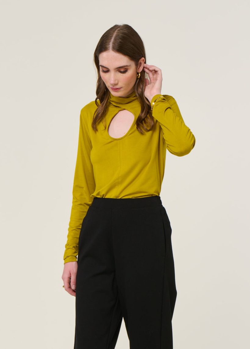 T-shirt manches longues en tencel | kaki "t-shirt zur-5 - kaki" - SKFK