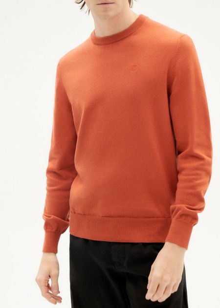 Pull orange en coton bio - burn orlando knit sweater - Thinking Mu