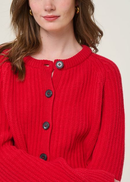 Gilet en laine et coton bio | rouge "selmaa - candy apple" - Armedangels