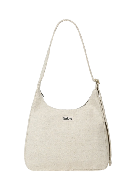 Sac à bandoulière en coton et en jute biologique | beige "hobo claire - jute" - Hindbag