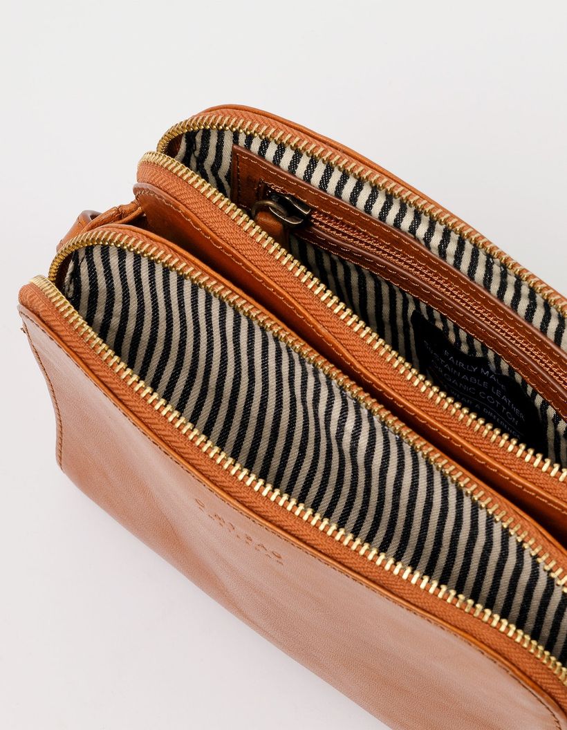 Sac à main bandoulière en cuir certifié | marron "emily leather strap cognac stromboli" - O My Bag