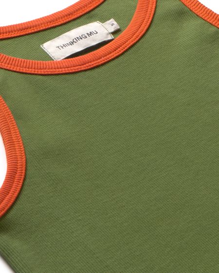 Débardeur en coton bio | vert "garden green pumpkin contrast harriet top" - Thinking Mu