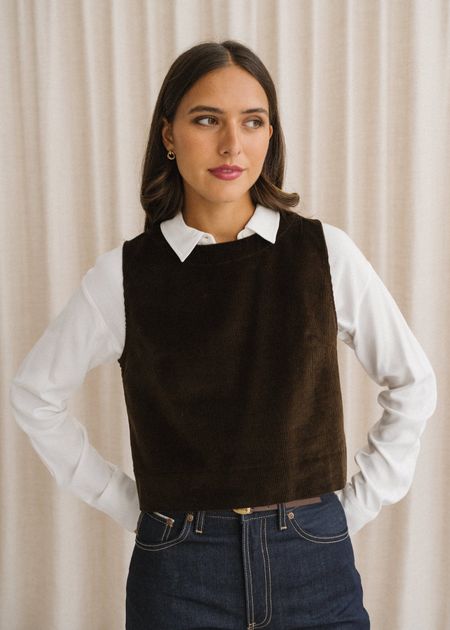 Top velours en coton bio | chocolat "jacinda" - Bonjour Demain