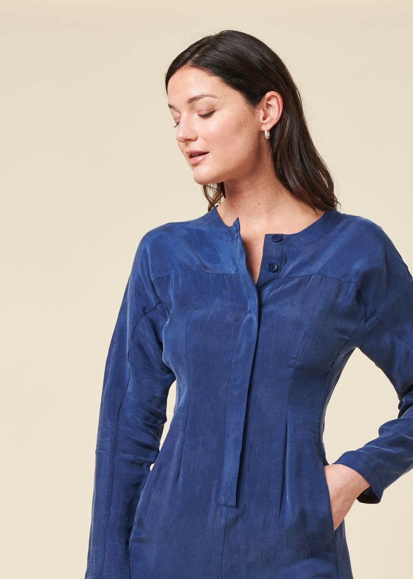 Combinaison en cupro | bleu "cobalt marcia jumpsuit - blue" - Thinking Mu