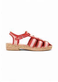 Sandales en cuir certifié et jute | bicolore "sativa rous - red"