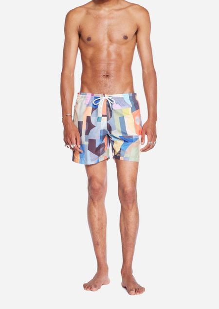 Short de bain en matières recyclées | multicolore "abstract pattern" - Olow