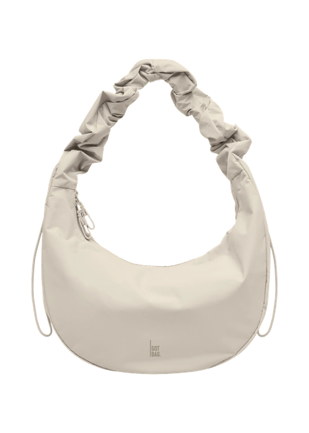 Sac bandoulière en matière recyclée | gris clair "moon bag ruffle soft shell gris" - Got Bag