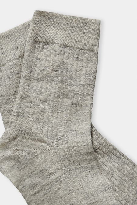 Chaussettes en lin et coton bio | gris "linen socks sand & pepper" - About Companions