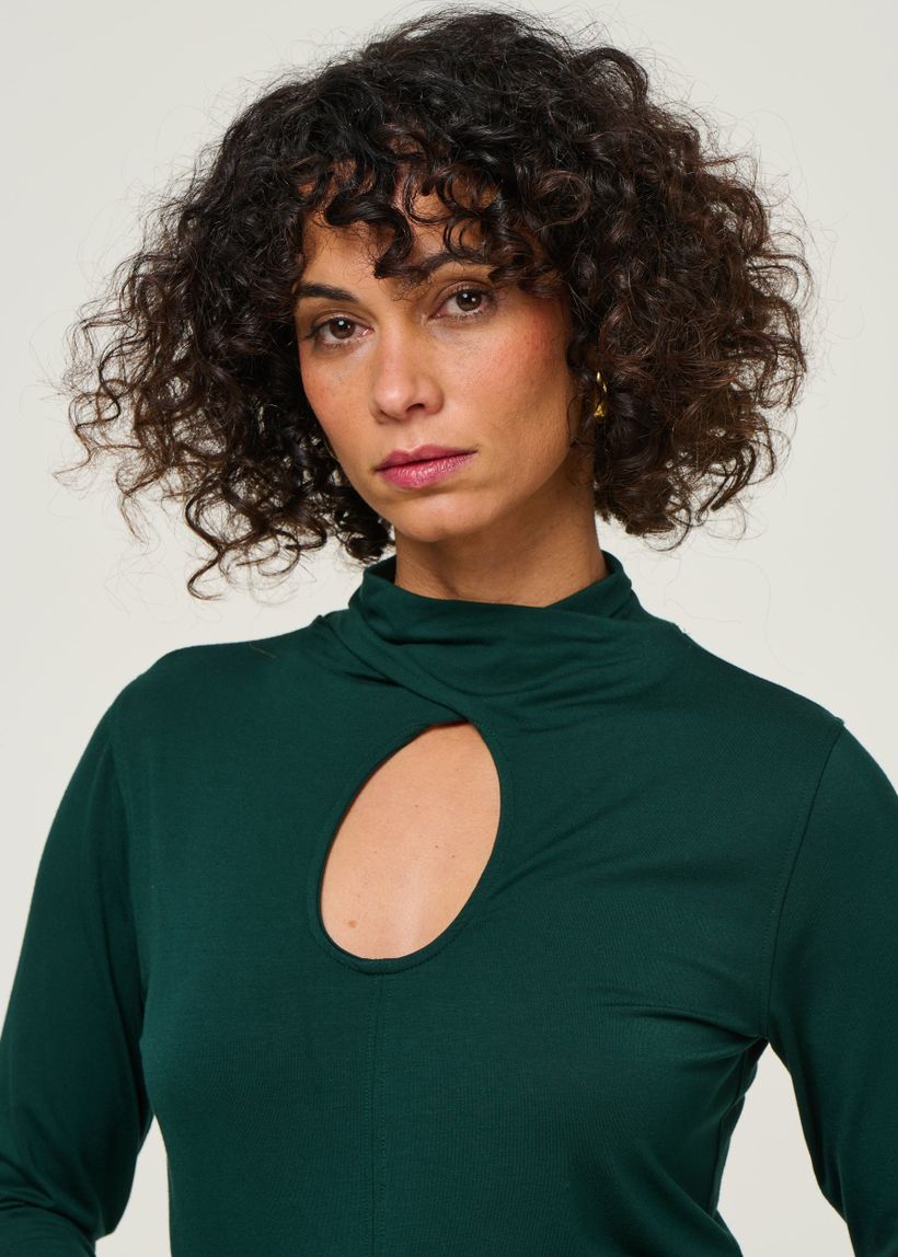 T-shirt manches longues en tencel | vert "t-shirt zur-5 - vert foncé" - SKFK