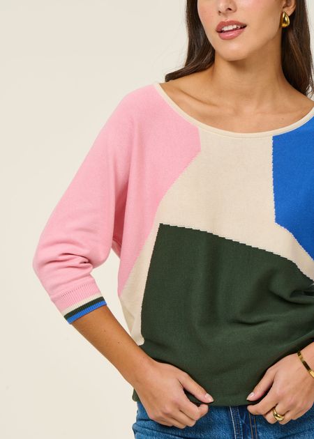 Pull manches 3/4 en coton bio | multicolore "naike - multicolour" - SKFK