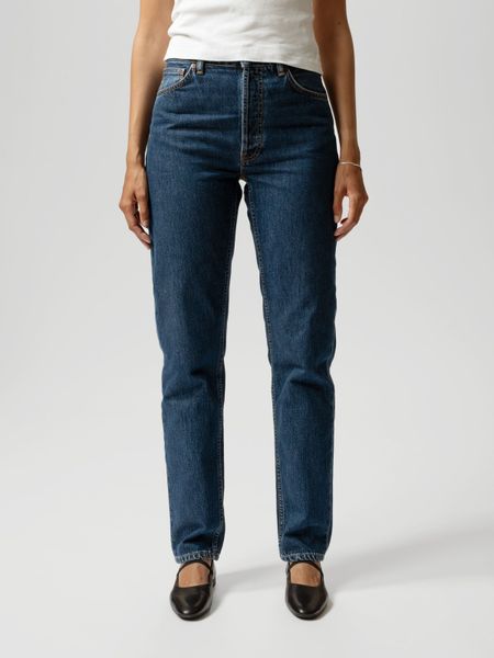 Jean mom en coton bio | bleu foncé "breezy britt - evening-jazz" - Nudie Jeans