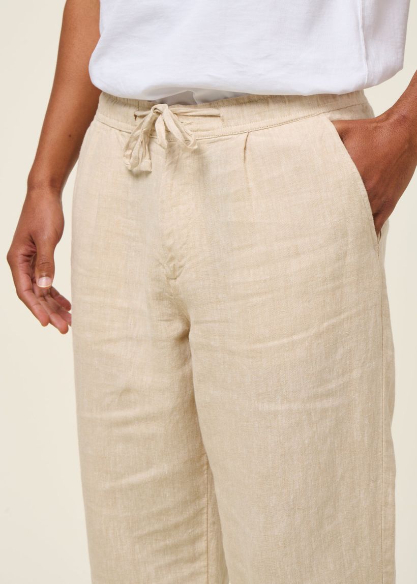 Pantalon en lin bio | beige "loose linen pant light feather gray" - Knowledge Cotton Apparel