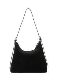 Sac à main en cuir suède certifié | noir "bari"