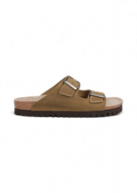 Sandales marron en cuir certifié | kaki "hawaii oiled leather kaki"