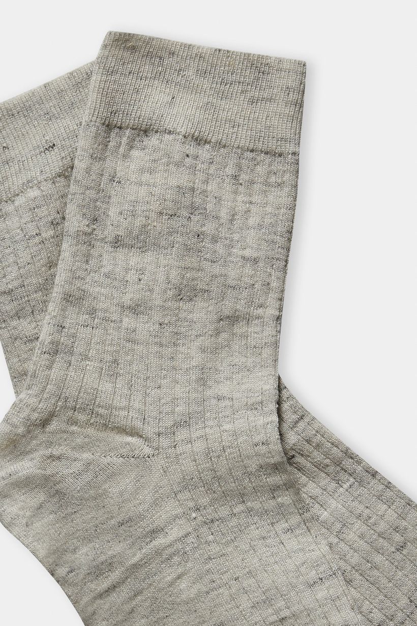 Chaussettes en lin et coton bio | gris "linen socks sand & pepper" - About Companions